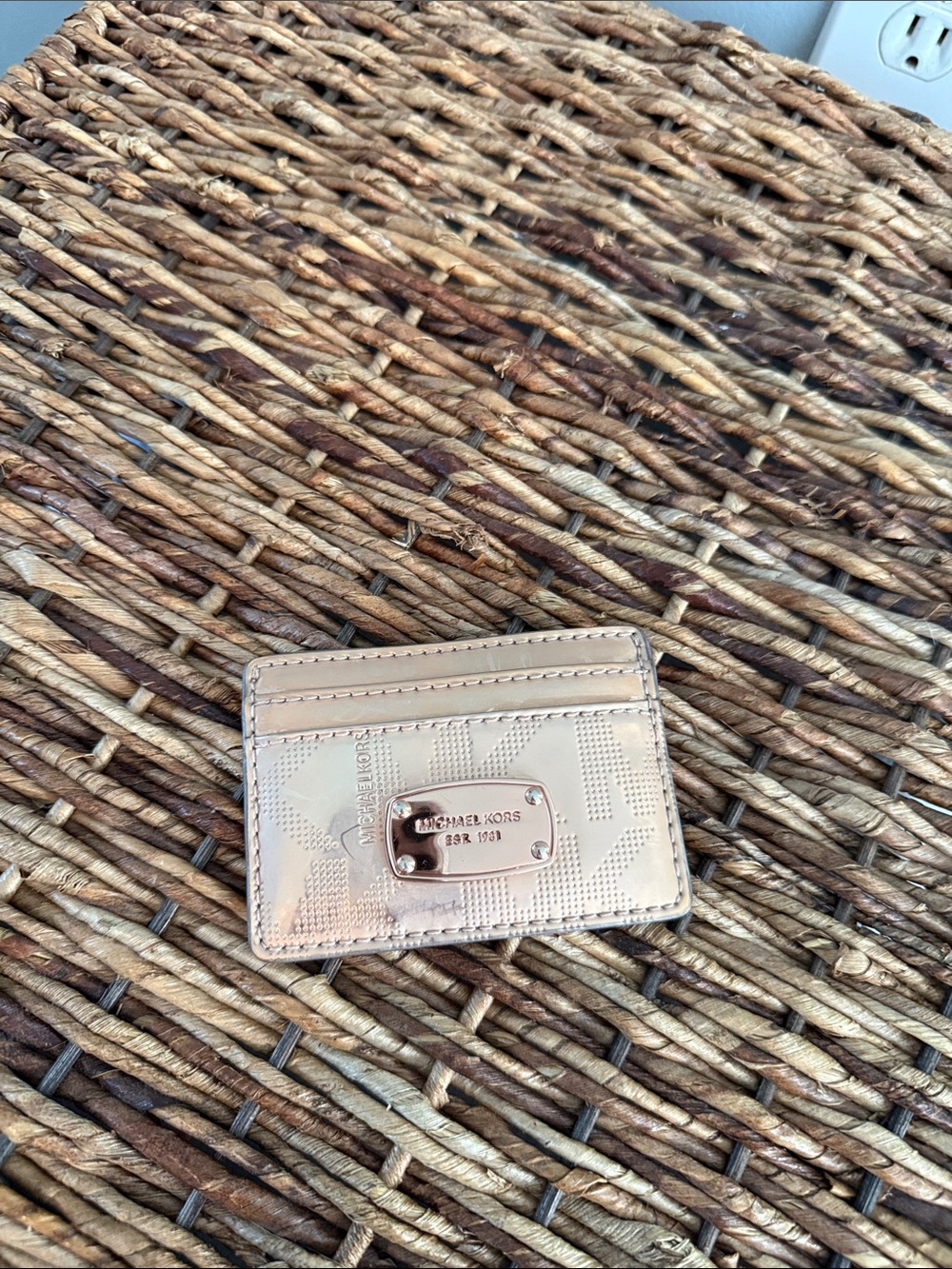 Michael Kors Metallic Blush Cardholder with Logo Plaque
